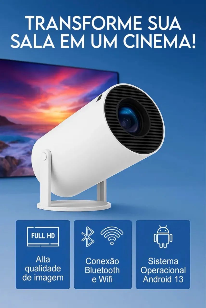 Mini Projetor Davely Hy300 4k Android Com Wi-fi E Bluetooth Branco 127/220v - Foto 2