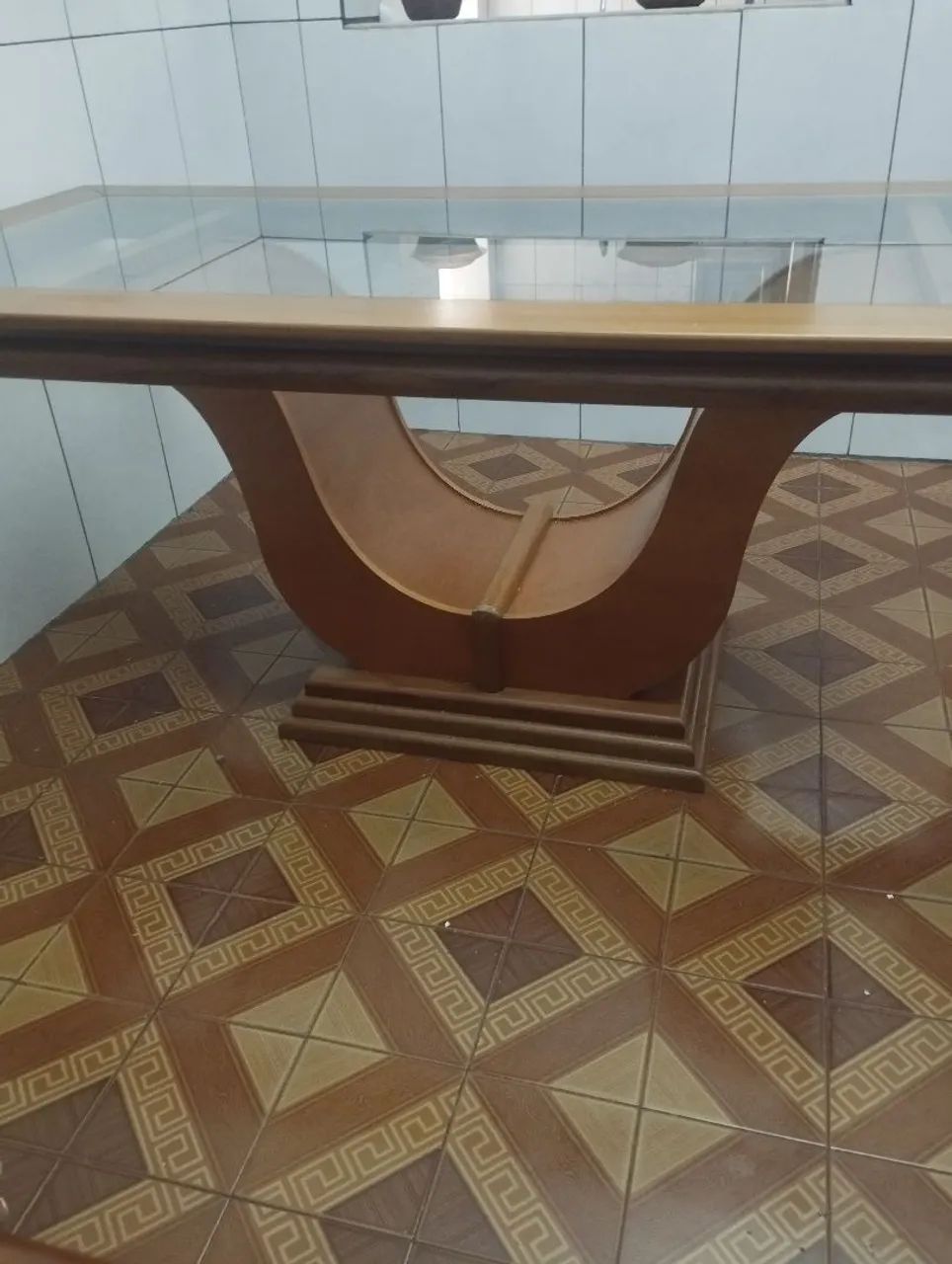 Mesa de Madeira com tampa de vidro  - Foto 3