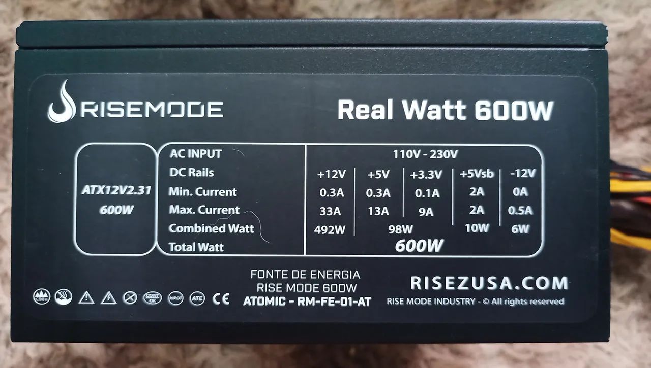 Fonte ATX 600W Risemode