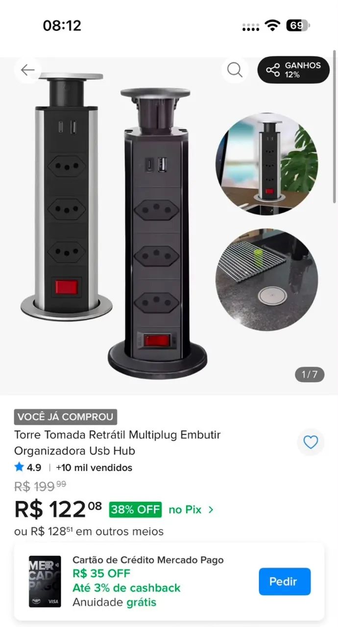 Torre de tomada de embutir NOVA