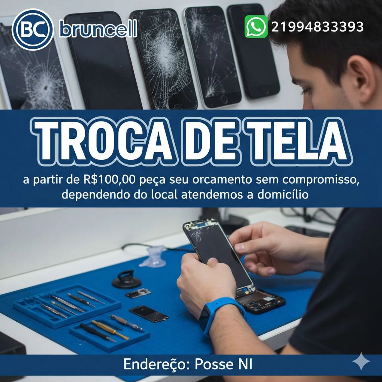 Troca de tela celular 
