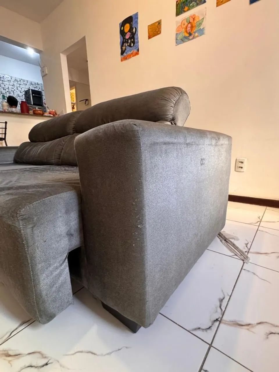 Sofá retrátil e reclinável usado com avarias - Foto 3