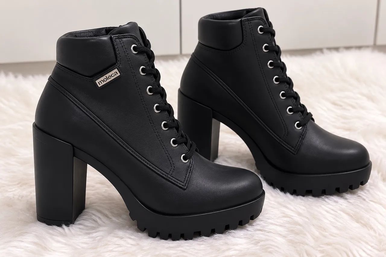 Vendo bota preta da Moleca, modelo de cano curto com salto. - Foto 3