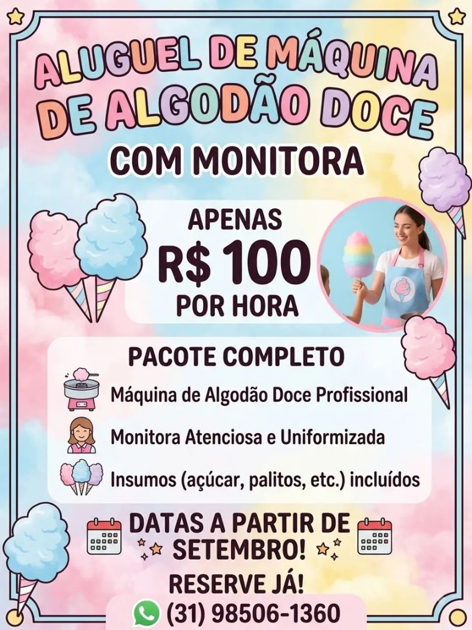 Aluguel de Máquina de Algodão Doce 