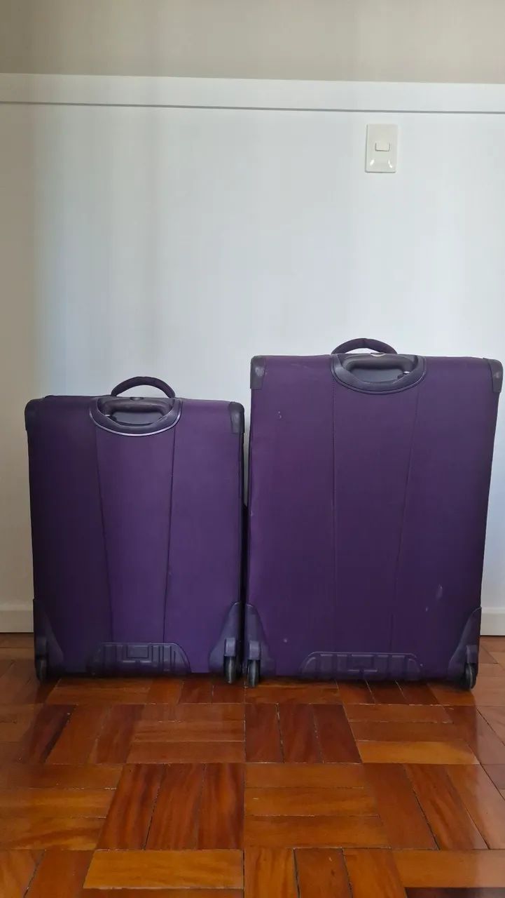 Conjunto de malas Delsey roxas M e G lightweight com rodinhas  - Foto 2
