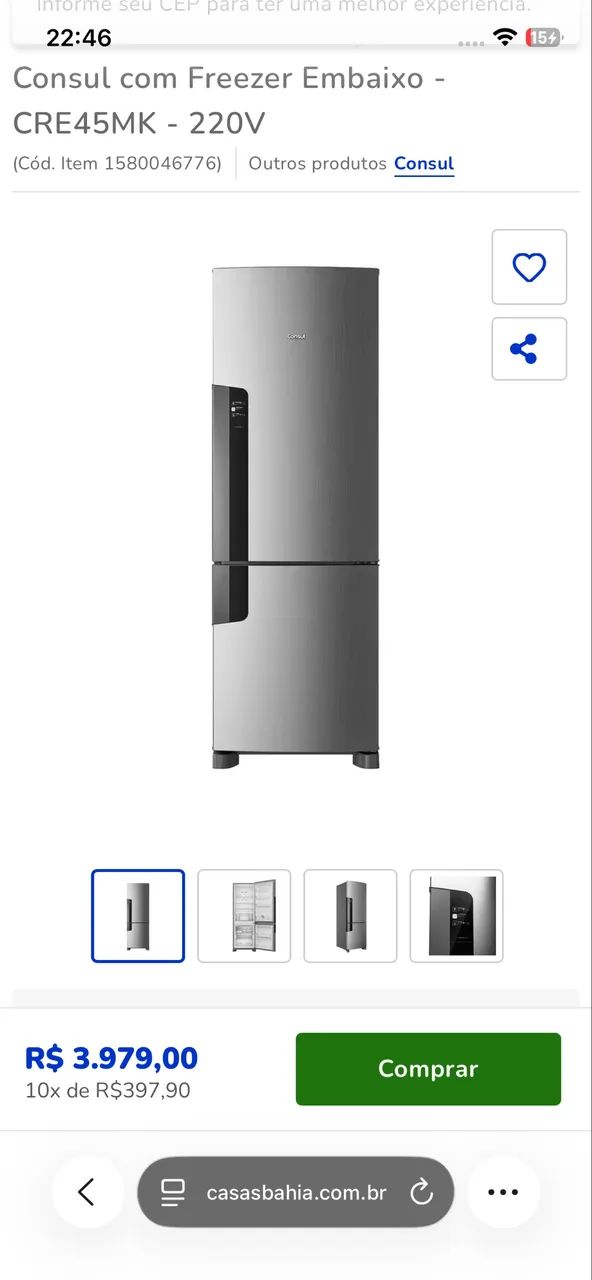 Vende-se geladeira cônsul 2 portas frost free com freezer embaixo  - Foto 6