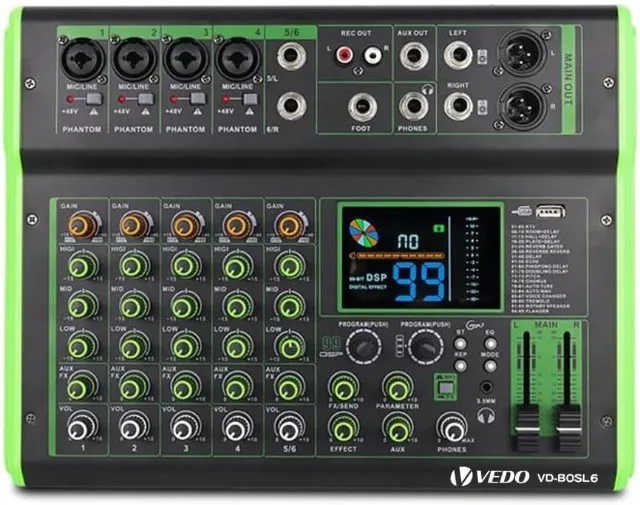 MESA DE SOM AUDIO PROFISSIONAL 8 CANAIS BRIWAX BP-6172 REVERB