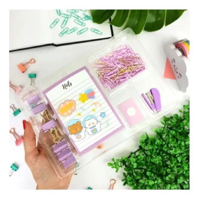 (PROMOÇÃO PIX) Kit escritório bloco adesivo clips - Foto 4