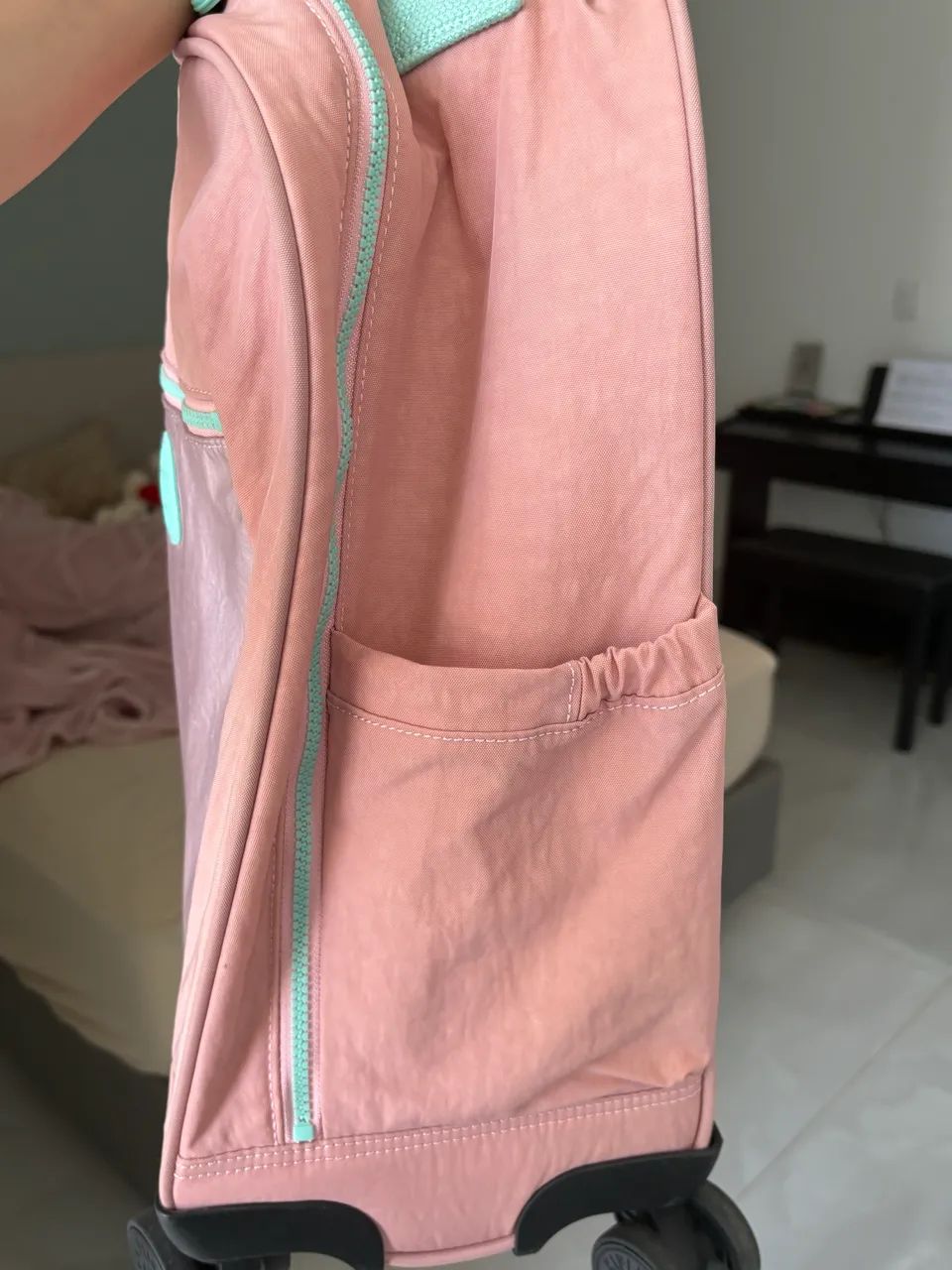 Mochila de rodinha da kipling original rosa  - Foto 5