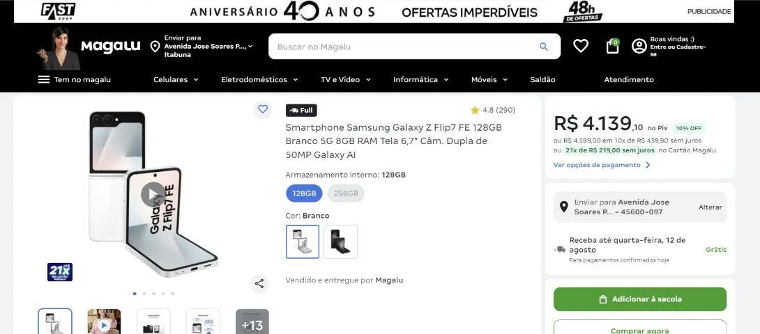 Smartphone dobrável Samsung Z Flip 7 FE - Foto 5