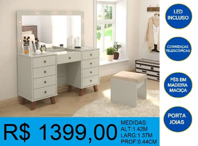 Penteadeira - camarim - com led - compre hoje e receba em até 72 horas  - Foto 2