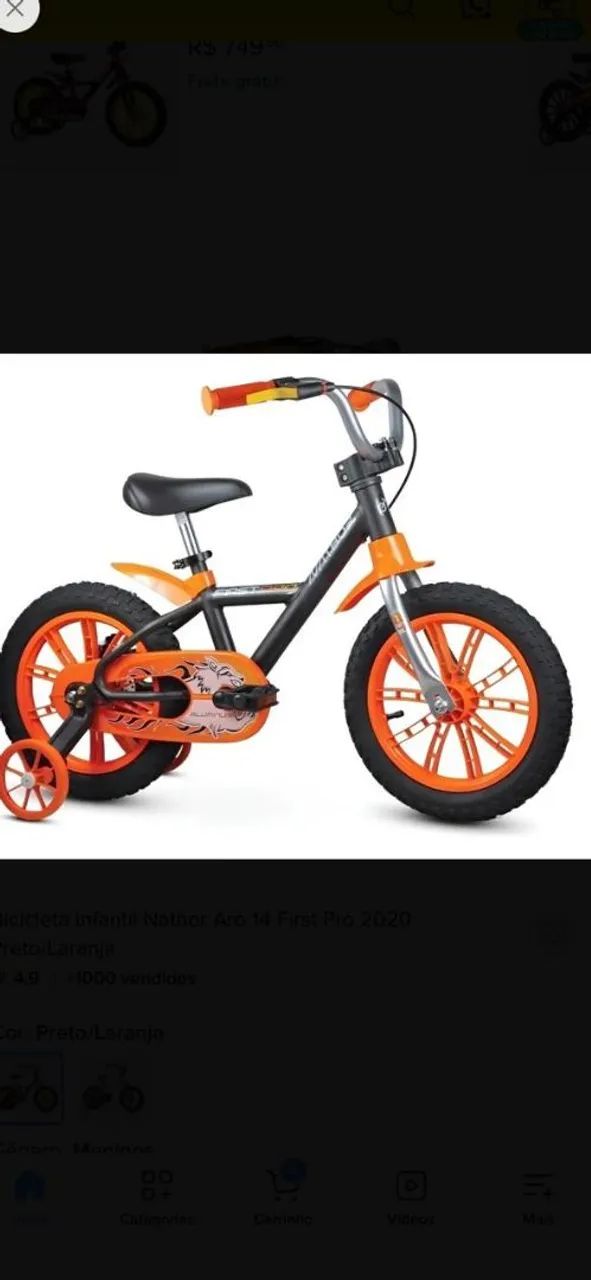 Bicicleta infantil Nathor Aro 14 First Pro /Laranja