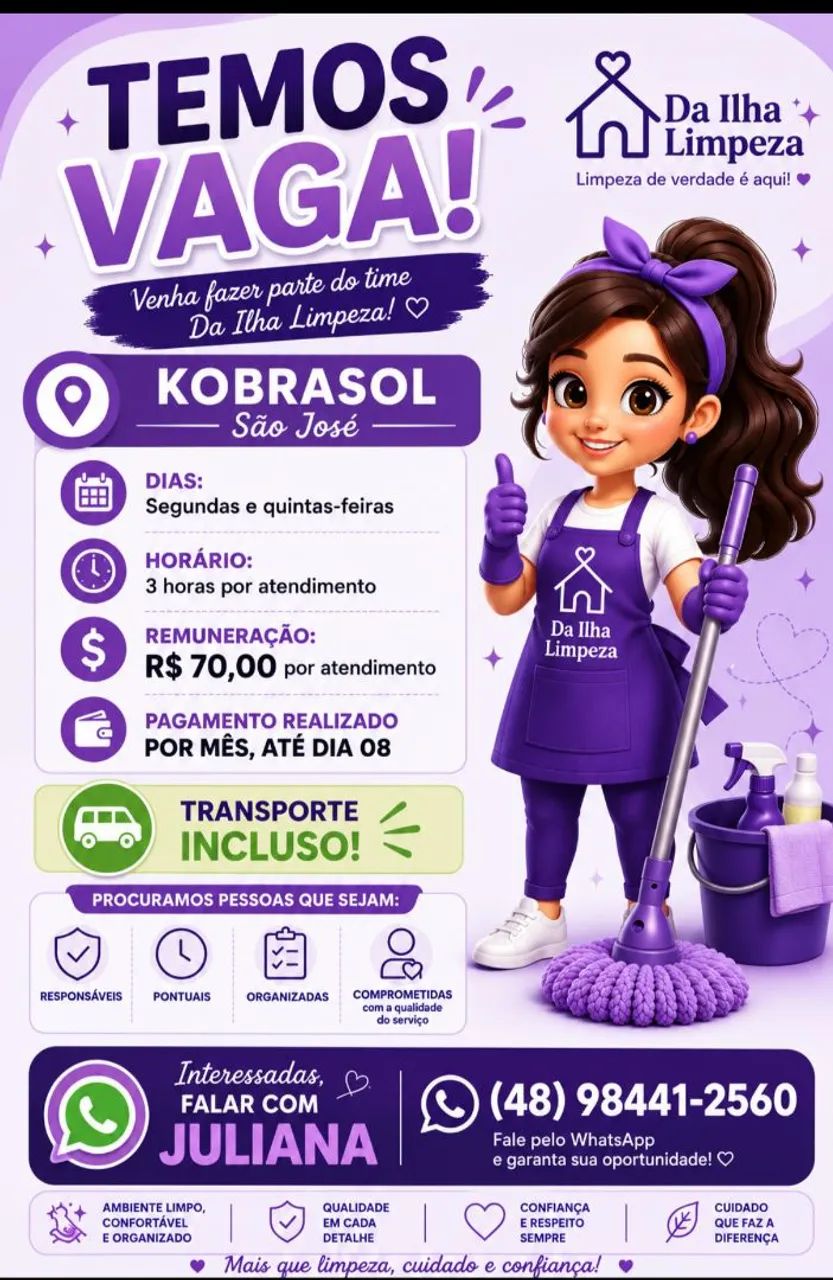 Vaga limpeza empresarial 
