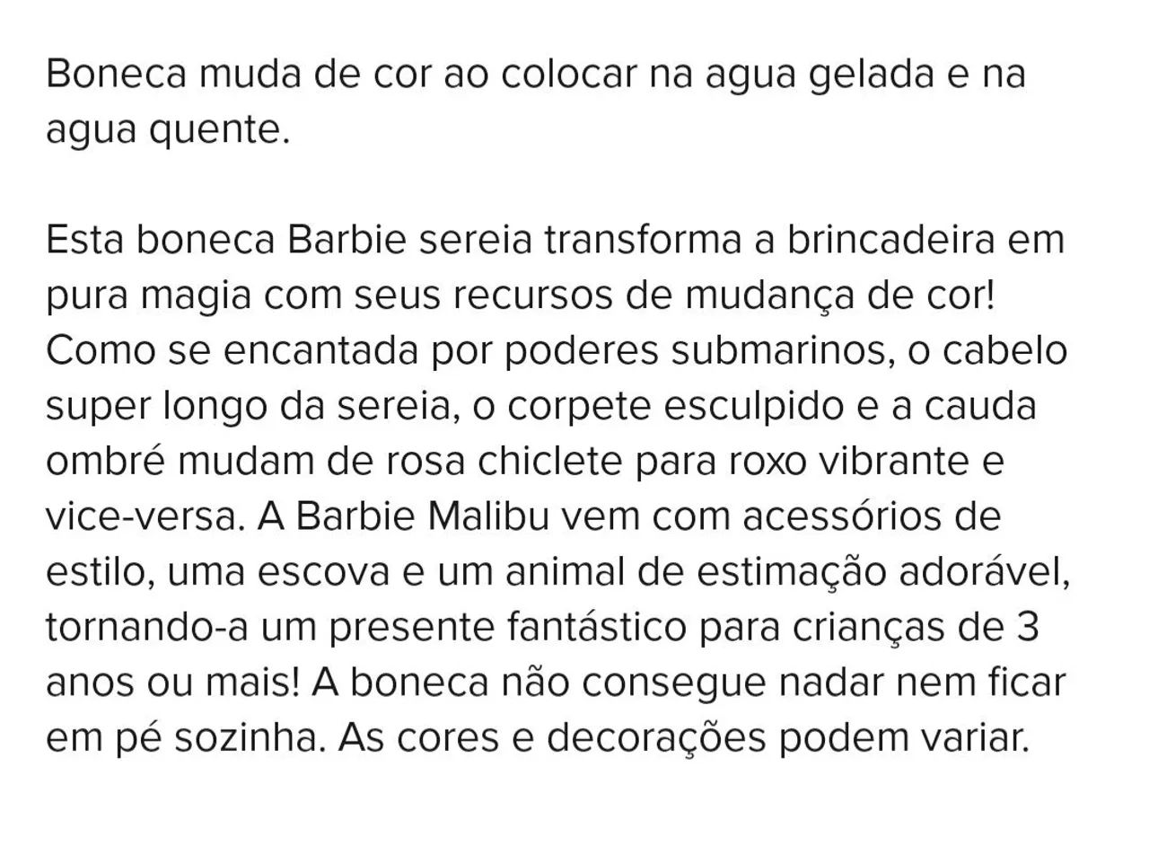boneca Barbie sereia Cores mágicas Nova - Foto 3
