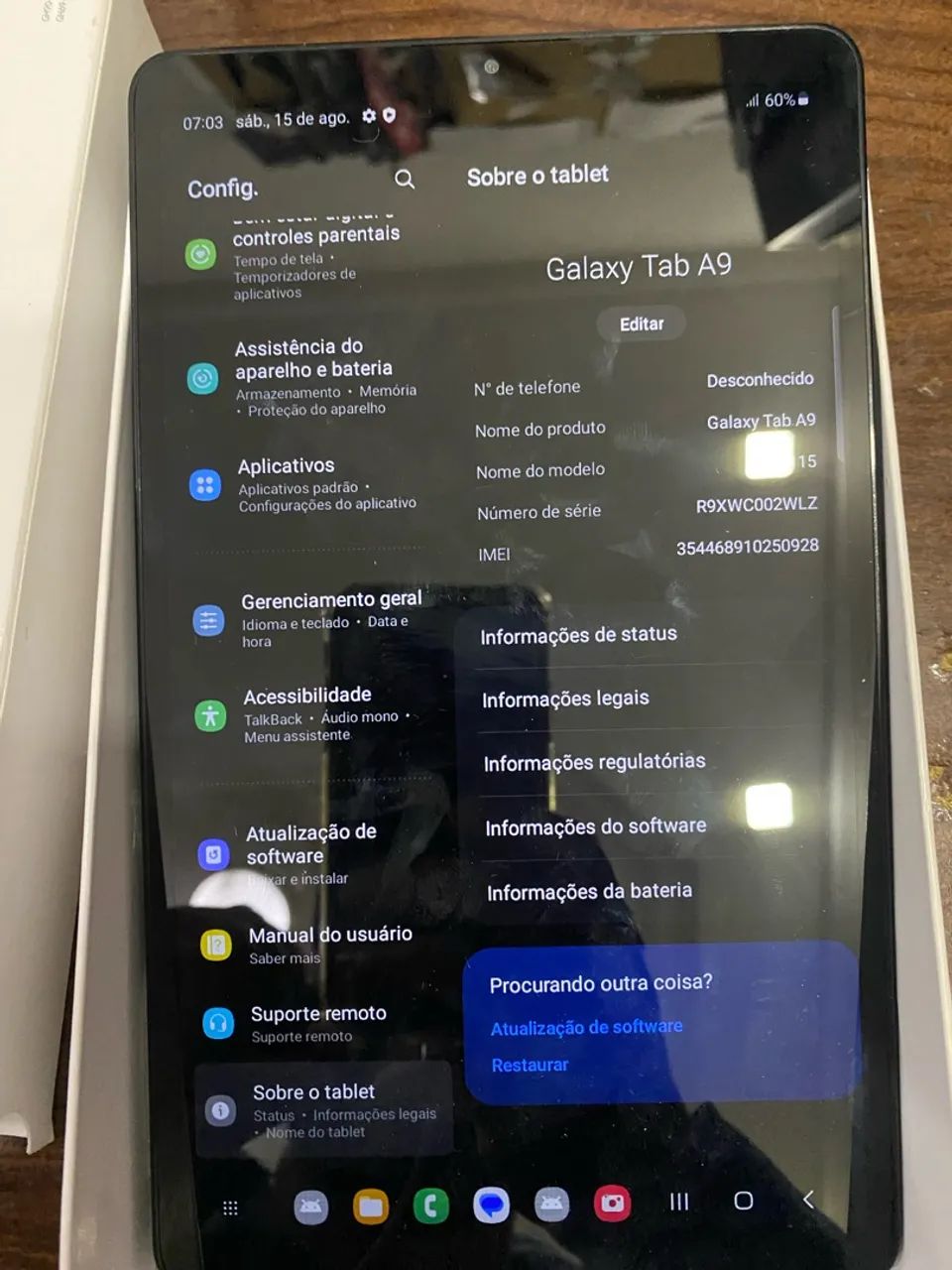 Tablet Samsung A9 64GB - 4GB RAM - CHIP - 8,7 Polegadas