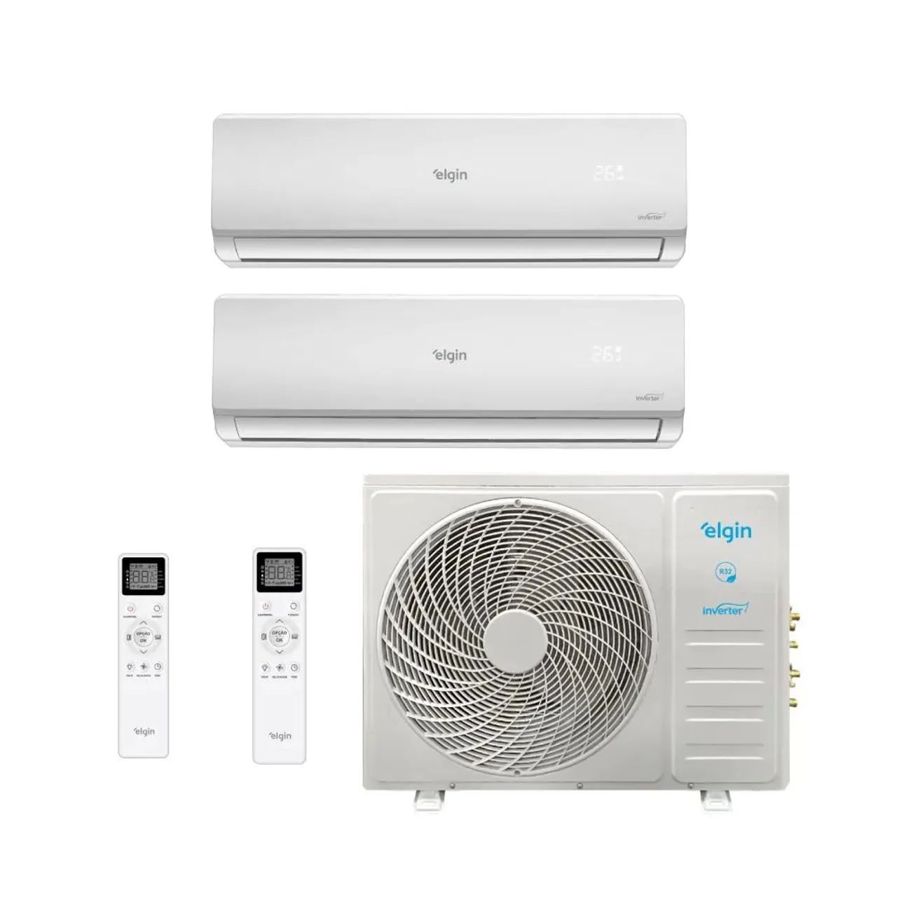 Bi split 2x12 btus e condensadora 18  btus inverter 