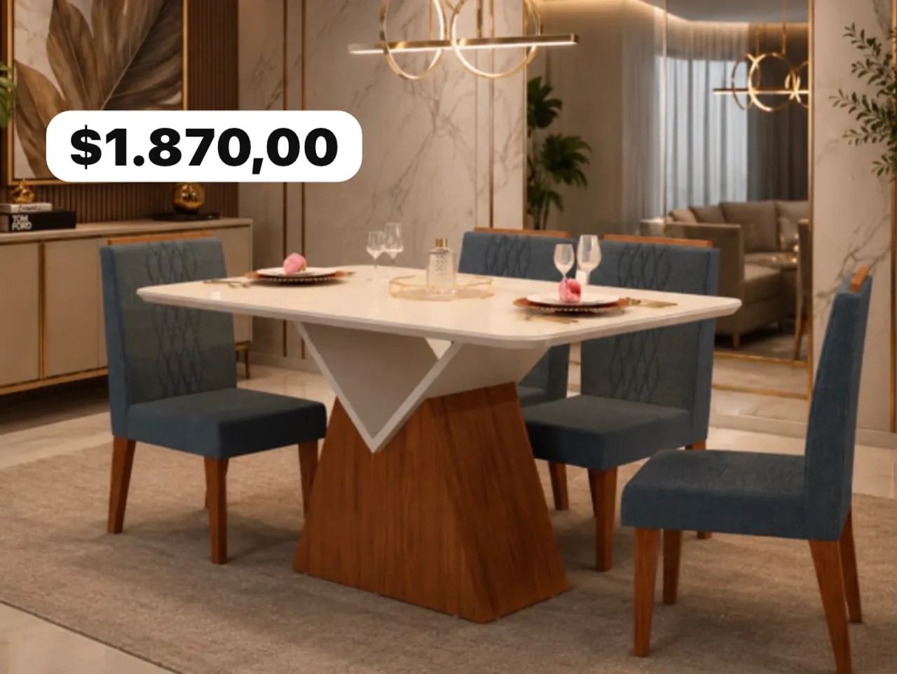Mesa de jantar com entrega e montagem grátis
