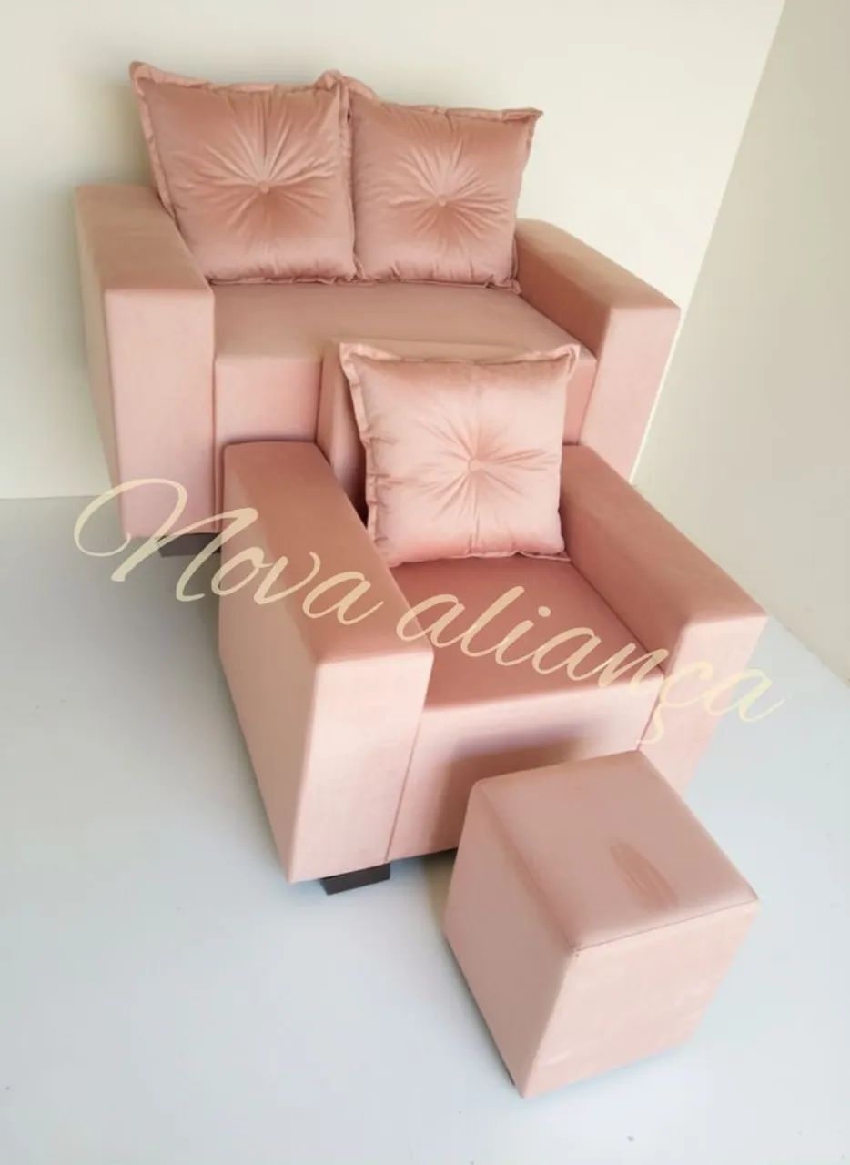 Kit uma Poltrona um sofá de 2 lugares + puff de brinde promoção aproveite  - Foto 4