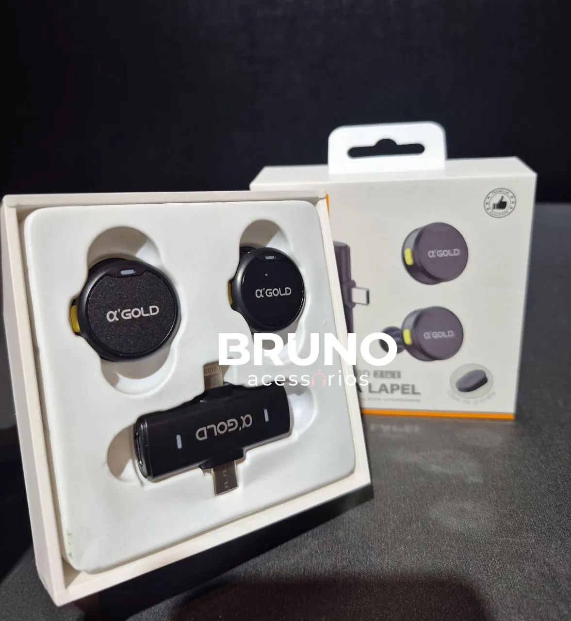 Microfone lapela 2 em 1 gold