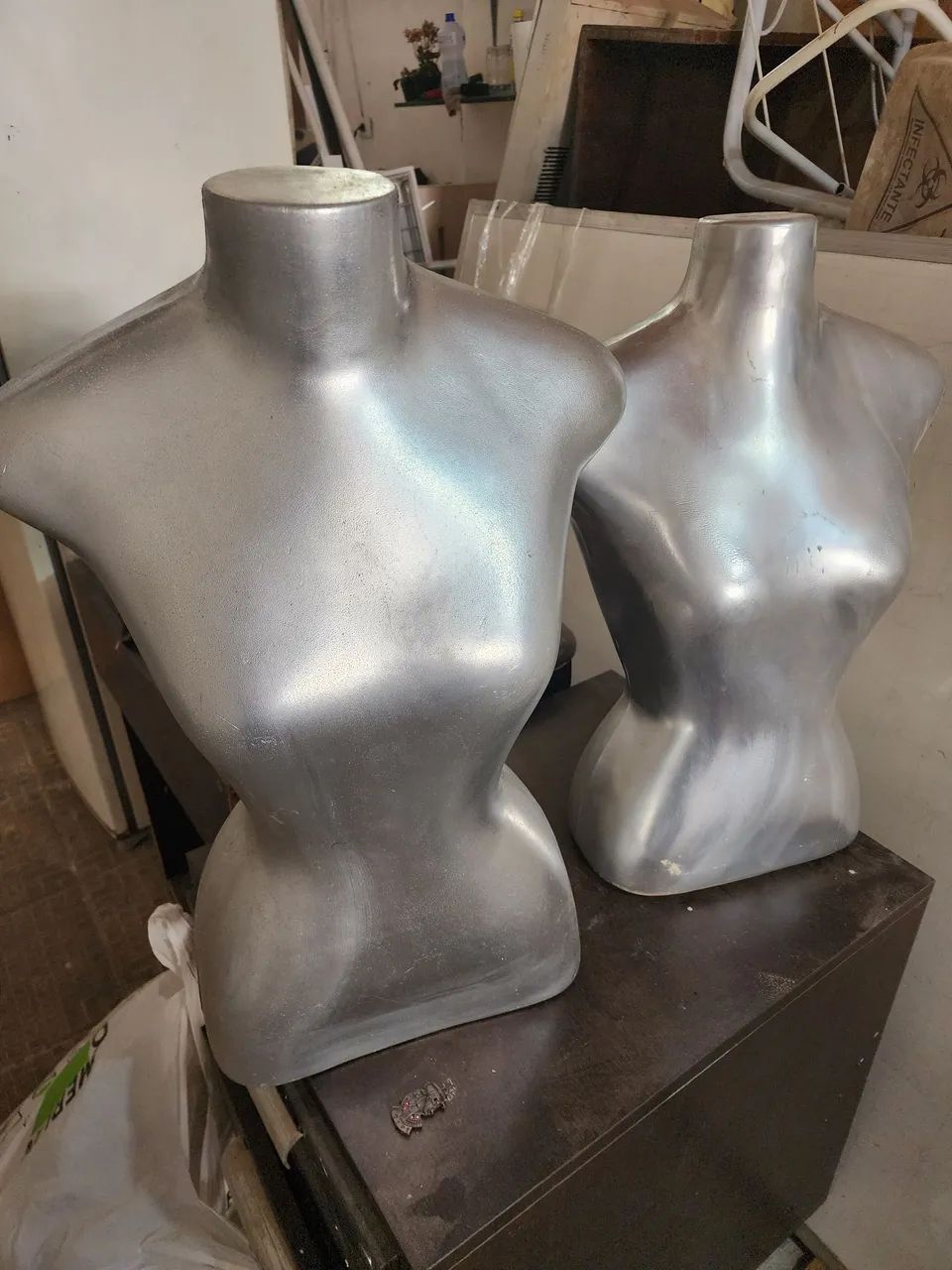 2x manequim busto feminino - prateado - Foto 3