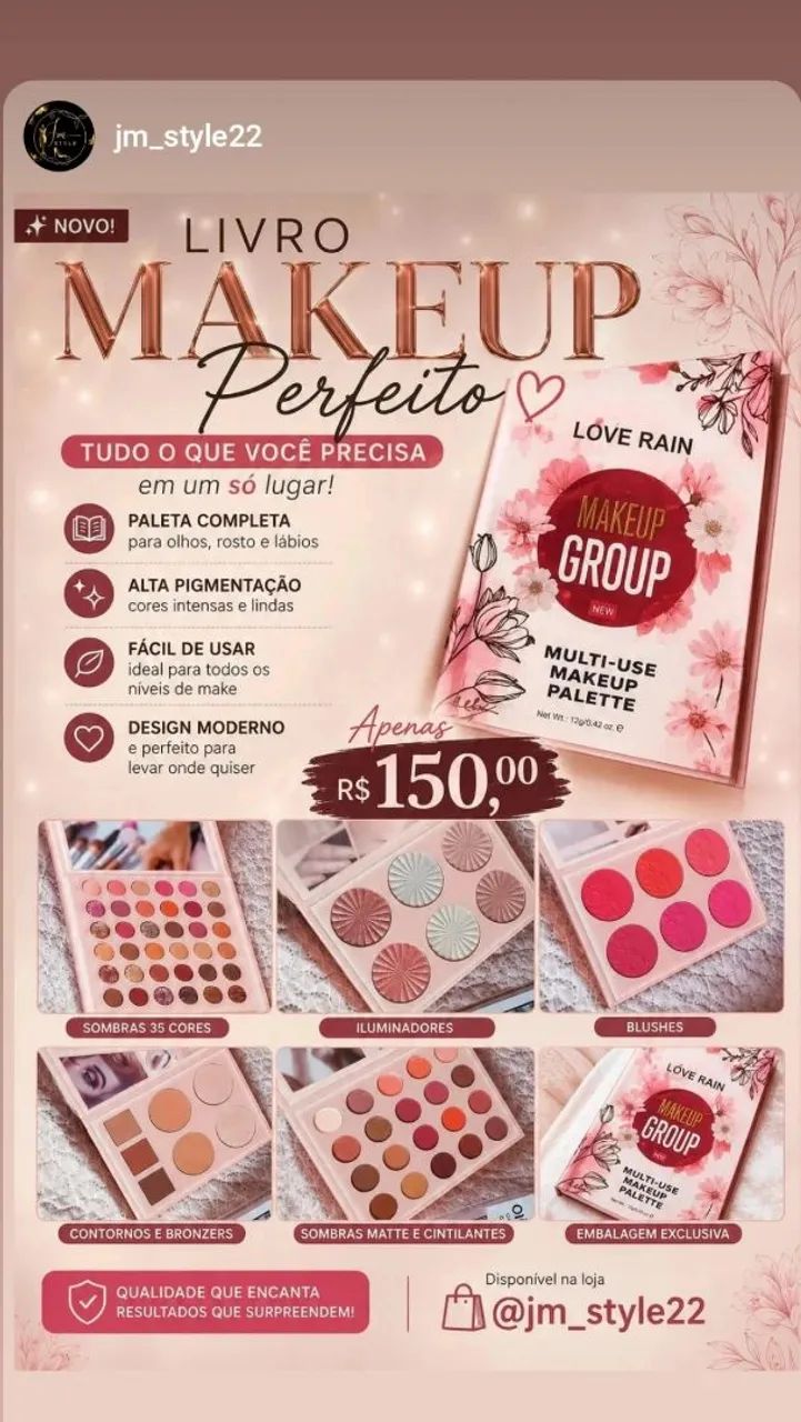 Paleta de maquiagem em livro 