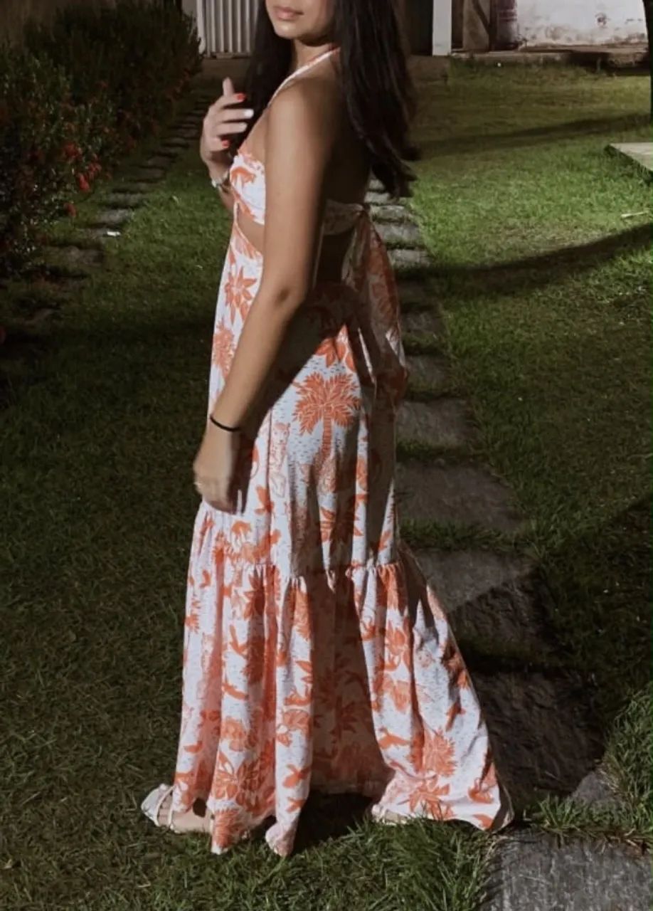 Vestido longo estampado 