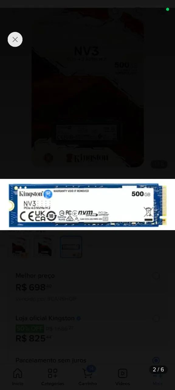 Vende-se SSD nvme 500gb - Foto 2