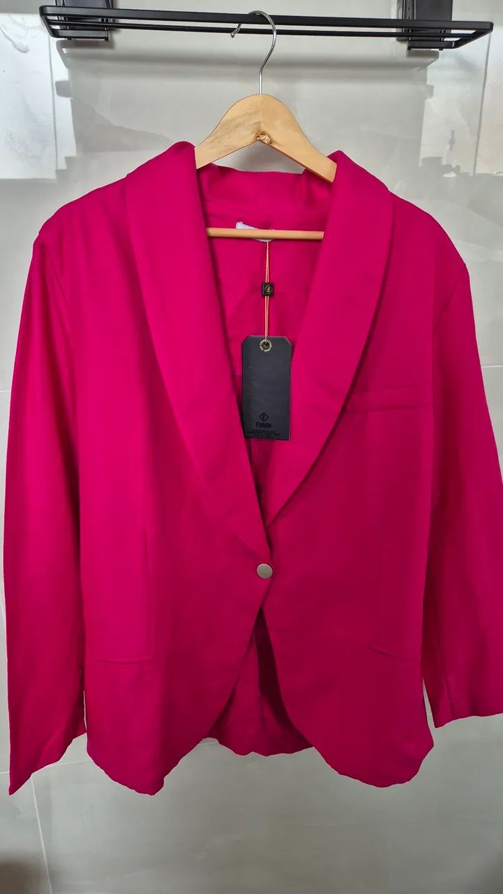 Blazer Feminino Linho Rosa FORUM - Foto 2