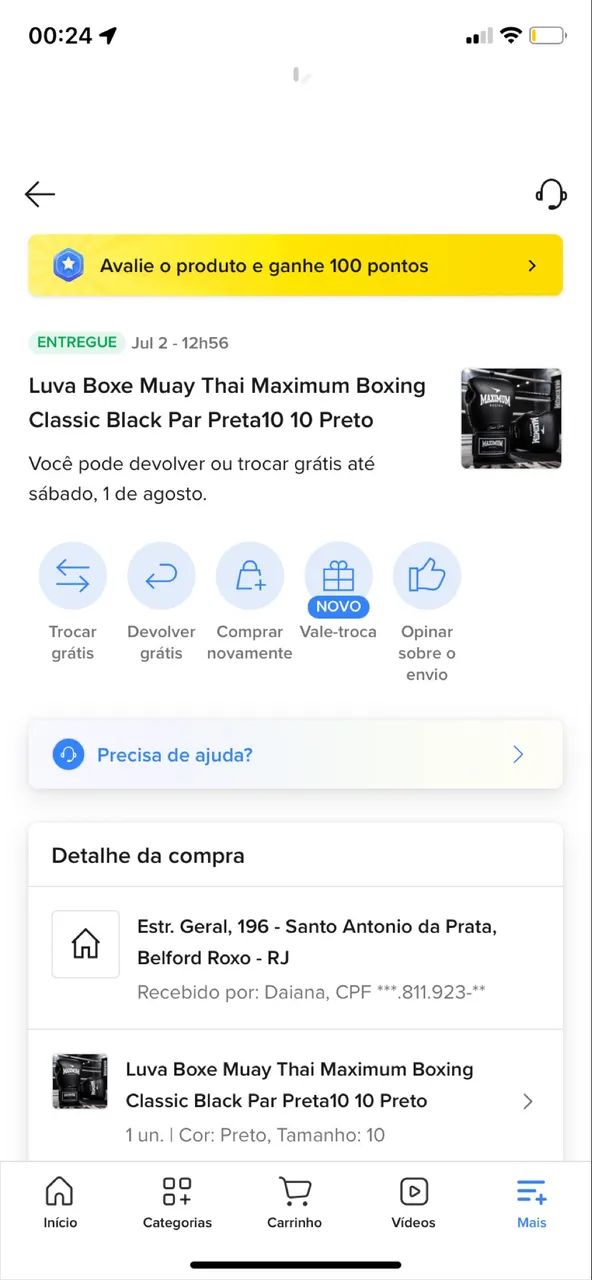 Luva boxe Muay Thai Maximum preta