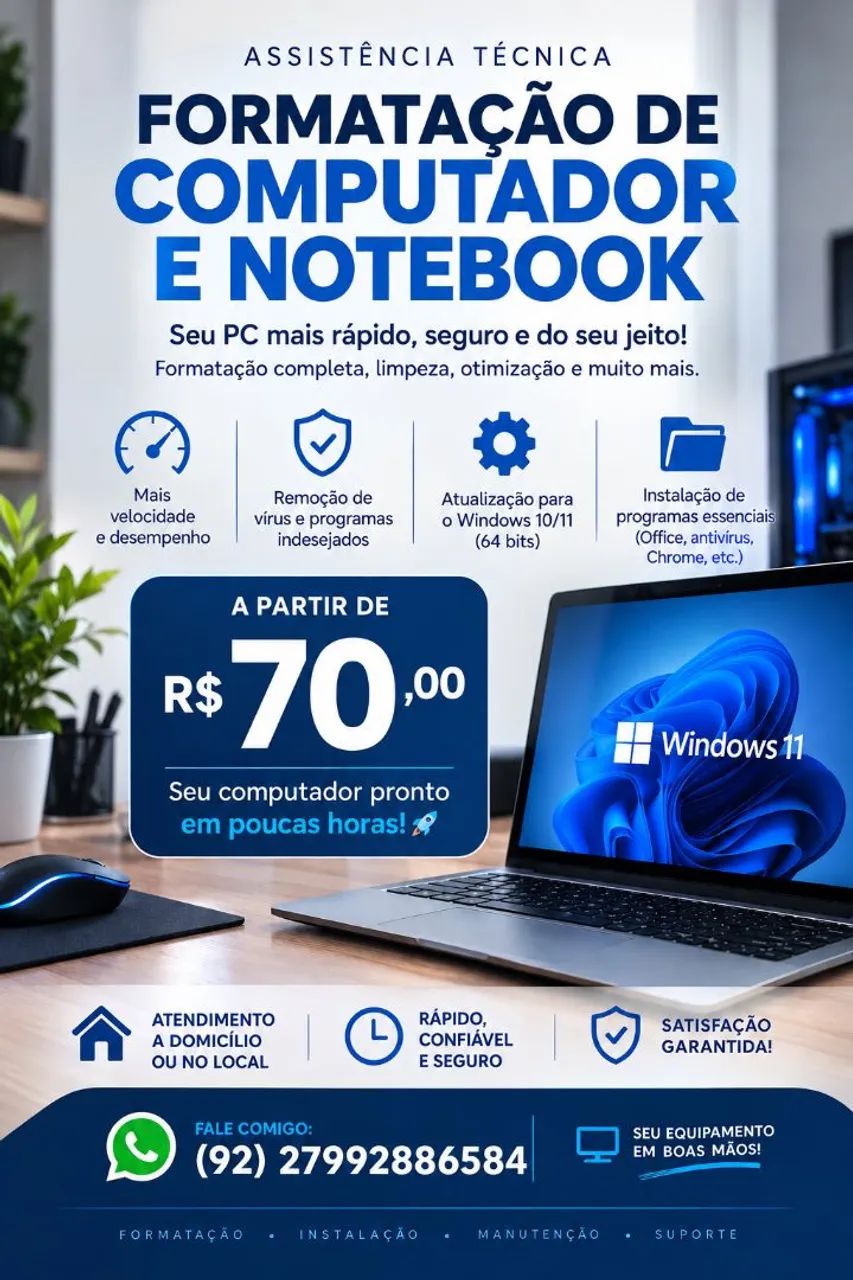 Formatação e outros serviços de informática ao domicílio 