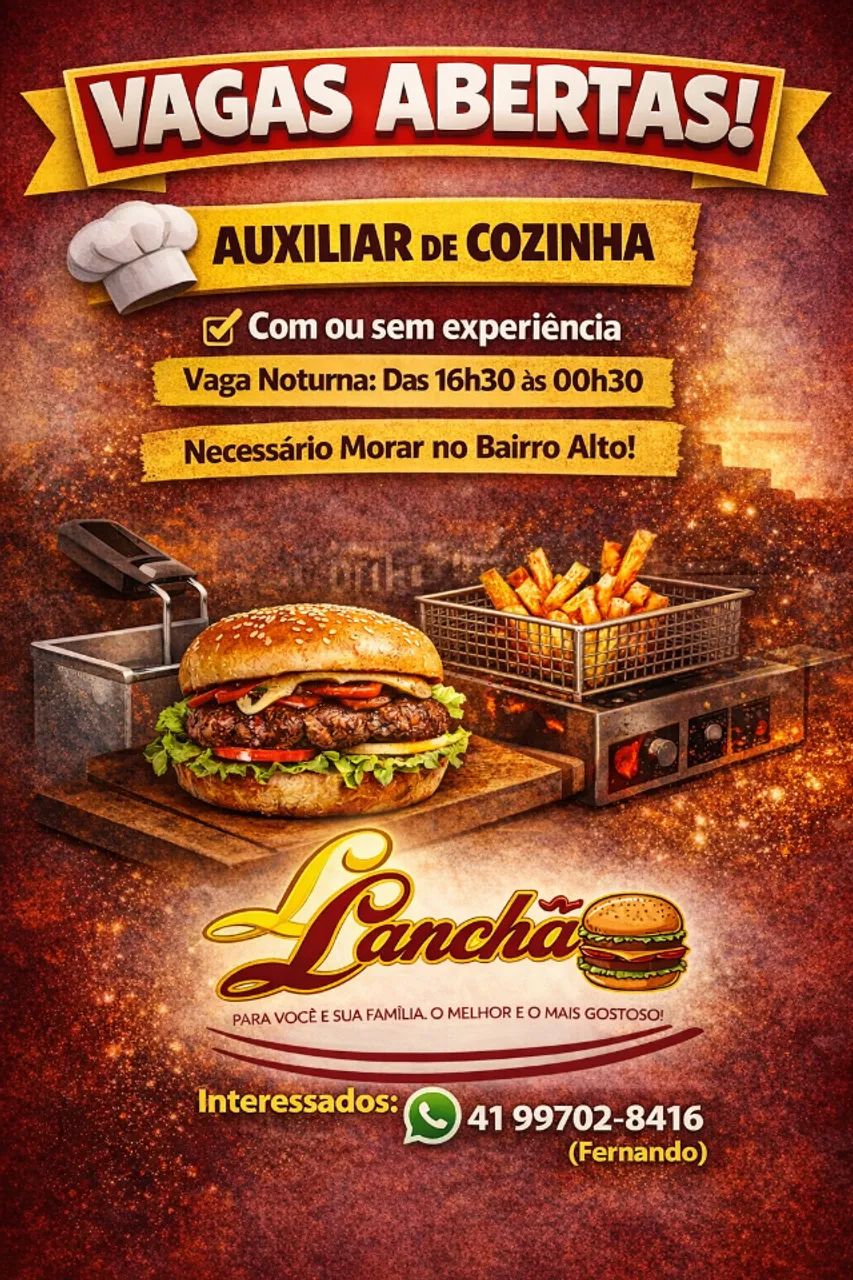 Auxiliar de Cozinha de LANCHONETE 