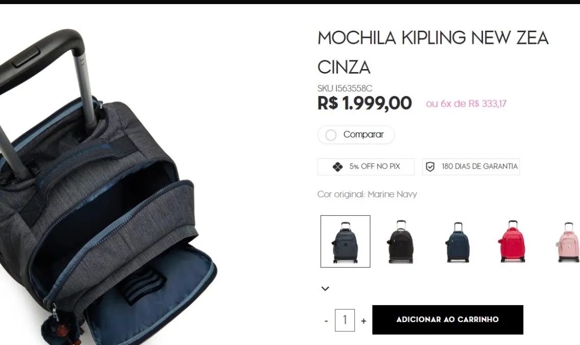 Mochila Kipling New Zea Cinza - Foto 2