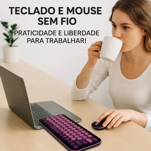 Kit teclado e Mouse Sem Fio Kapbom - Foto 2
