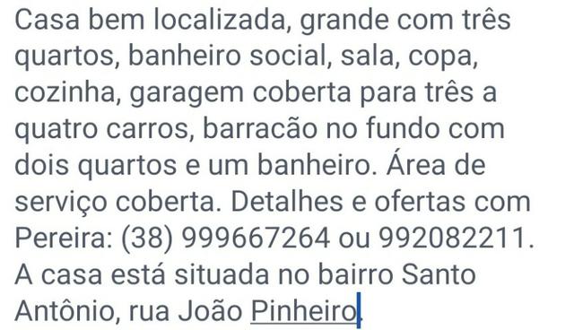 Casa bem localizada contato: *
