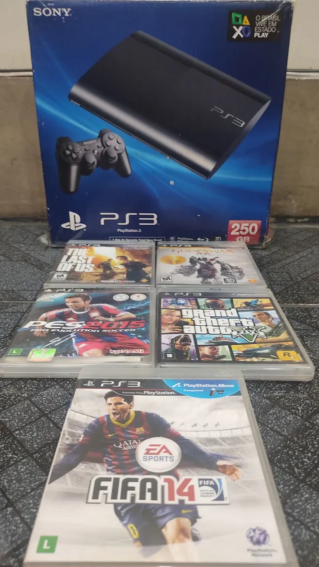 Ps3 Console Super Slim 2 Controles 50 Jogos Gta Minecraft Fifa Pes