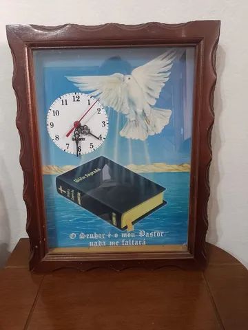 antigo relógio de parede - moldura de madeira