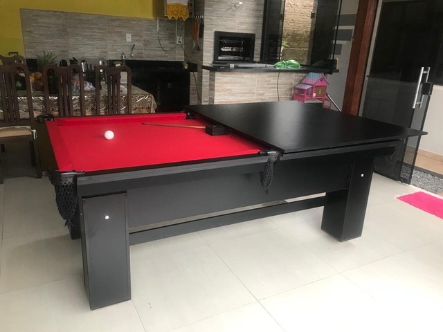 Mesa de Bilhar 2,30 x 1,30 Preta Tecido Vermelho64254013799171122