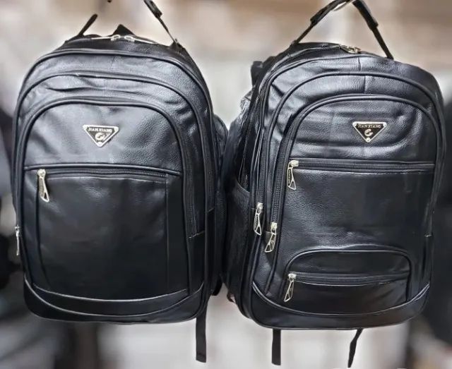 Mochila Executiva de Couro Premium Reforçada Cabo de Aço 