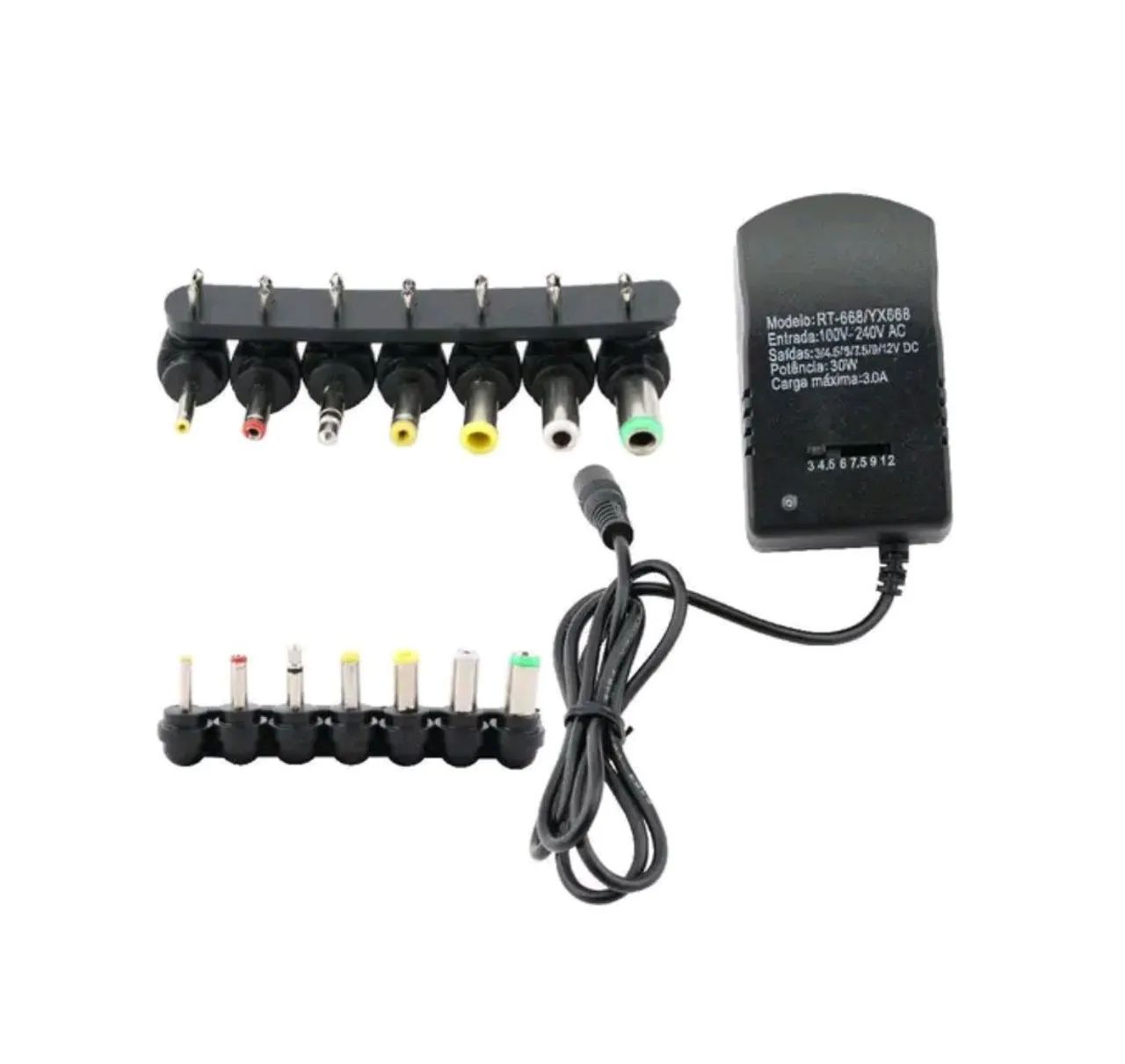 Fonte Universal Regulada 3V 4.5V 6V 7.5V 9V 12V DC com 7 Plugs 42W - Foto 3