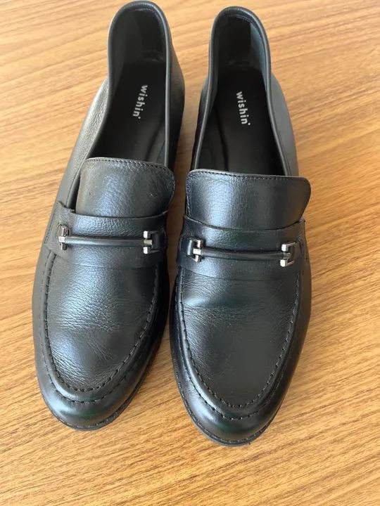 Mocassim Wishin-feminino em couro na cor preta