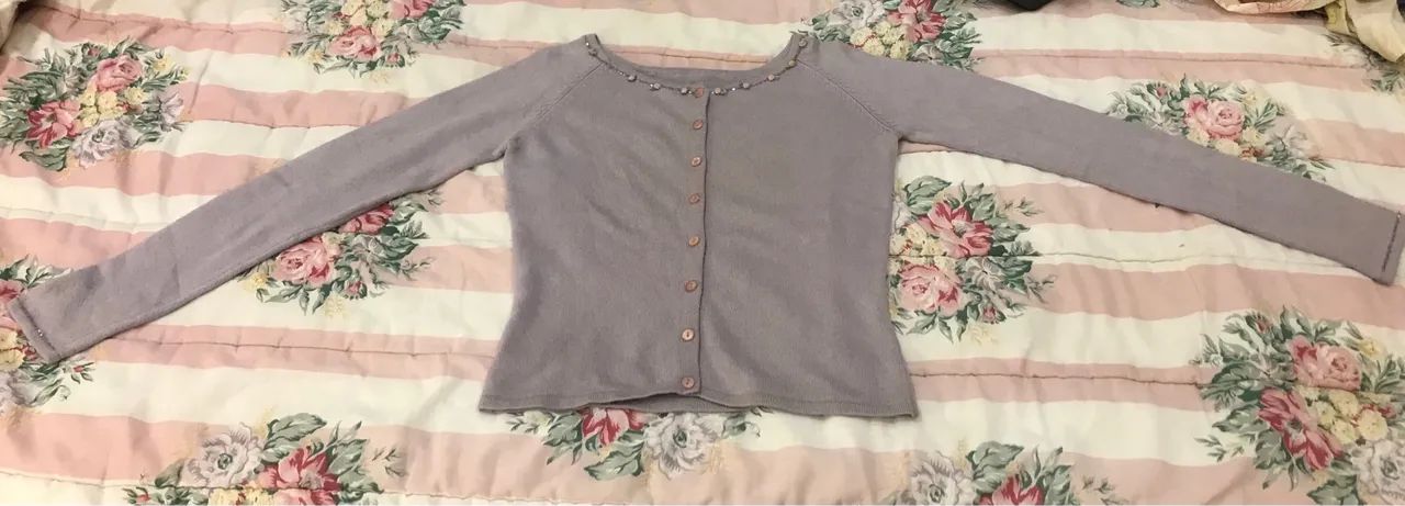 Lindo cardigan lilás em tricô de linha tamanho p - Foto 4