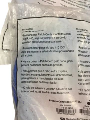 Cabo Patch cord Furukawa Cat6 2,5metros azul Rede Gigalan 2 unidades - Foto 2