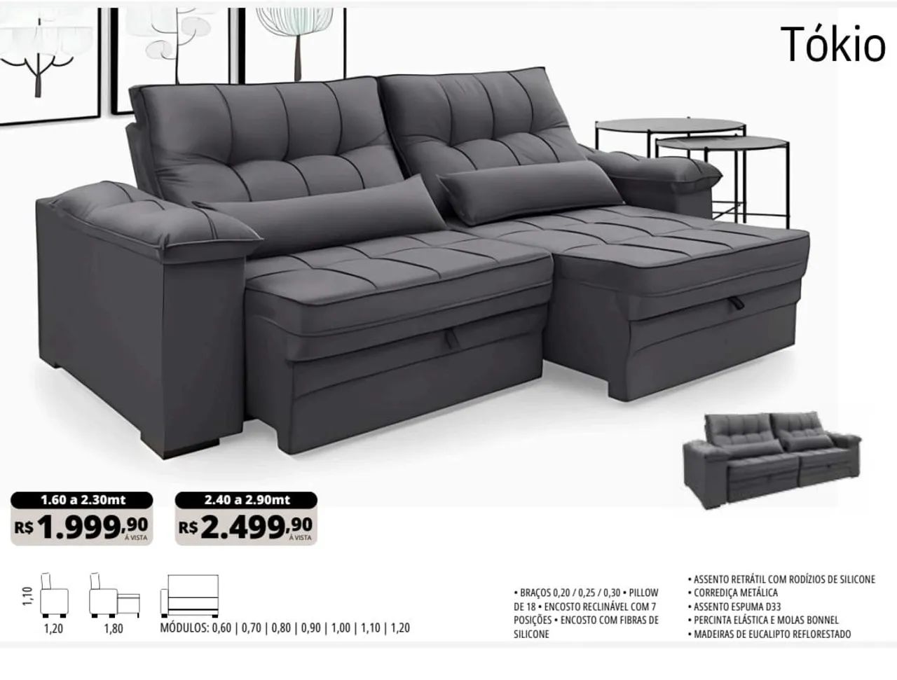 Sofa Retratil Reclinável Tokio alto padrão