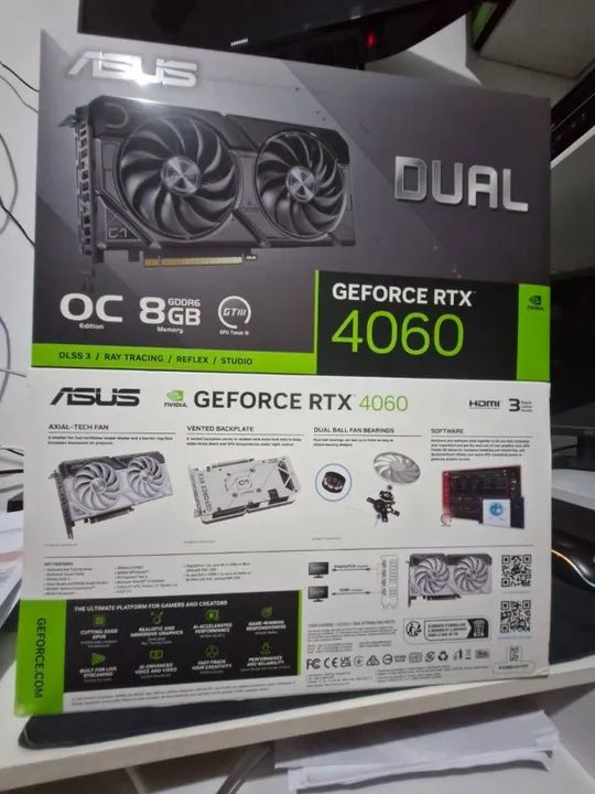 PLACA DE VIDEO ASUS RTX4060 8GB NOVA NA CAIXA LACRADA GARANTIA DE 1 ANO