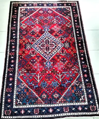 Tapete Persa Shiraz Iraniano Vermelho Geométrico Floral 2,06 m x 1,32 m