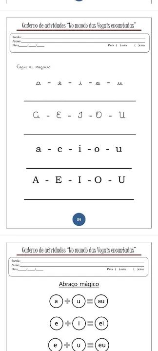 Caderno de atividades - No mundo das Vogais encantadas para imprimir. - Foto 3