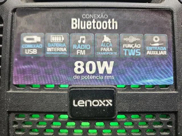 Caixa Amplificada Lenoxx CA-60 Rádio FM, USB, Entrada Microfone, Bluetooth,  Luzes - Foto 3