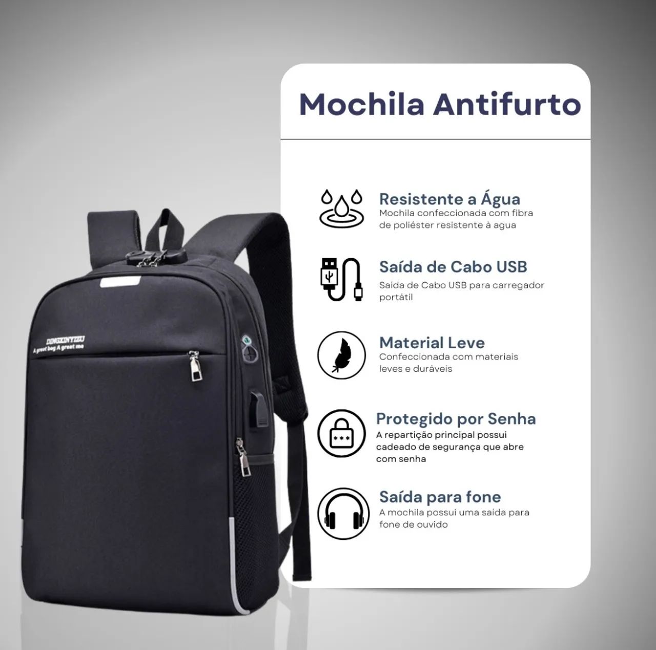 Mochila Anti furto Nova - Foto 5