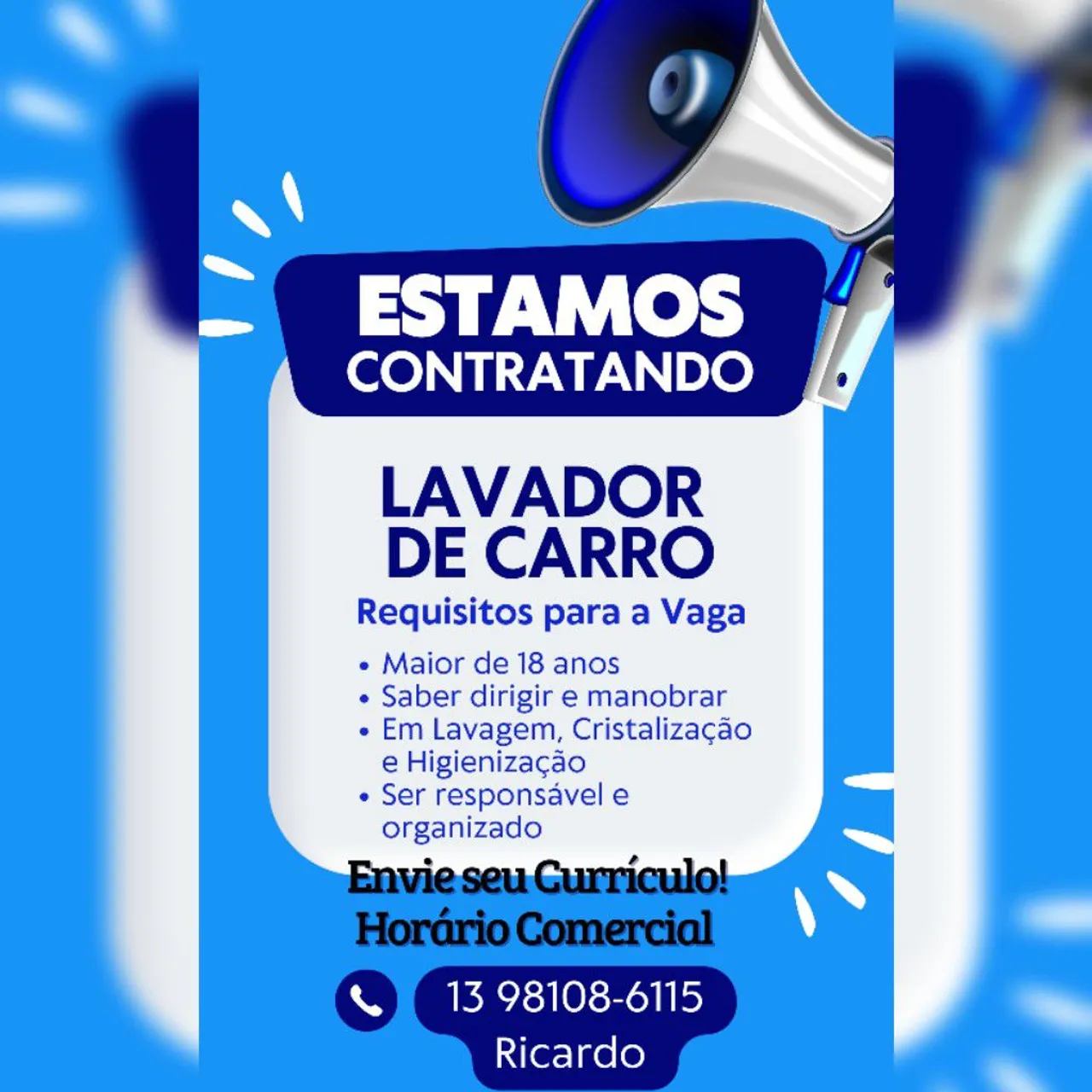 Lavador de Automóveis para São Vicente.