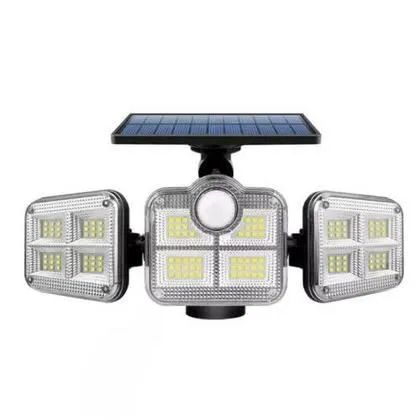 Refletor Solar LED 3 Cabeças - Iluminação Externa recarregável 